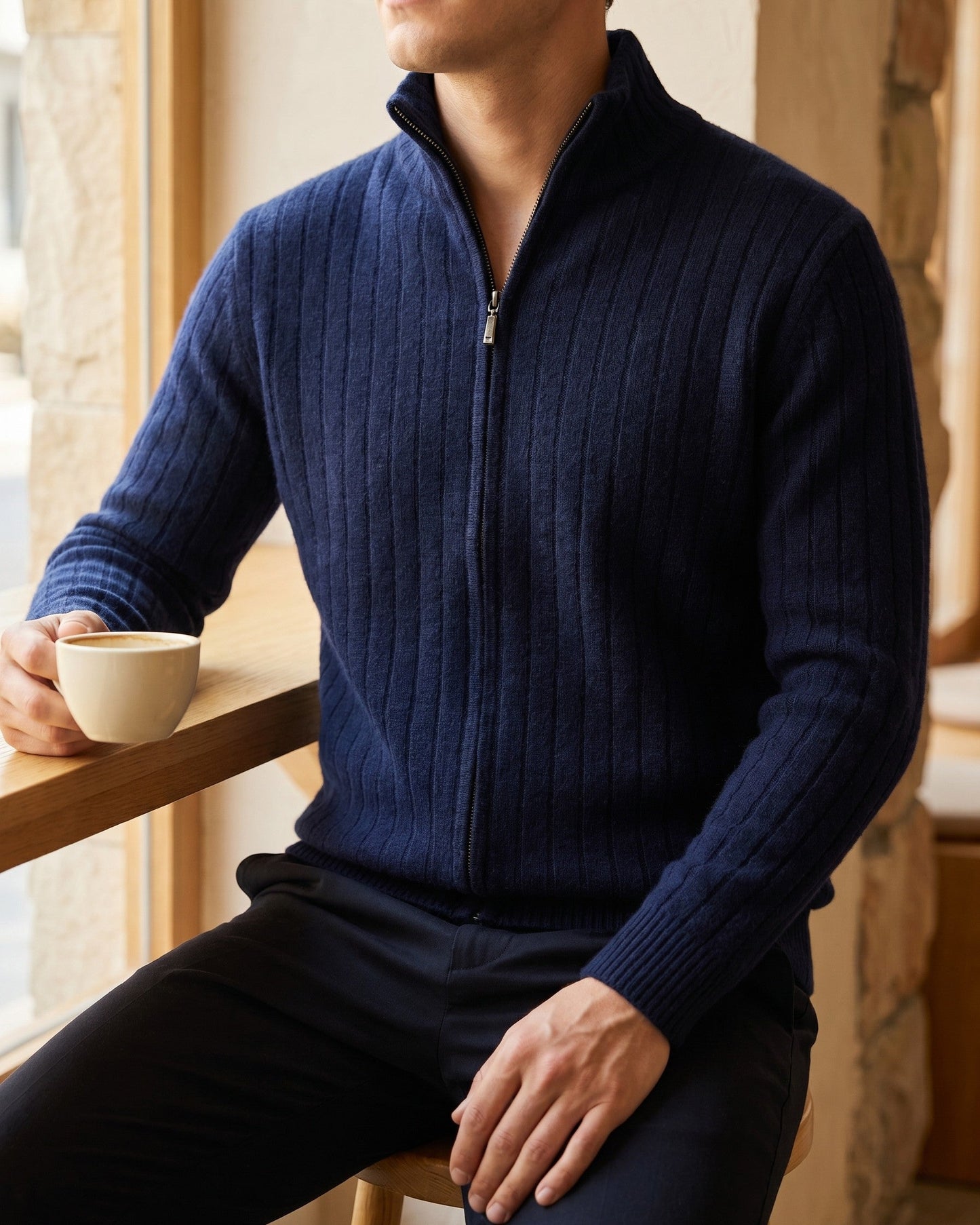 Angelo Cashmere Zip Cardigan