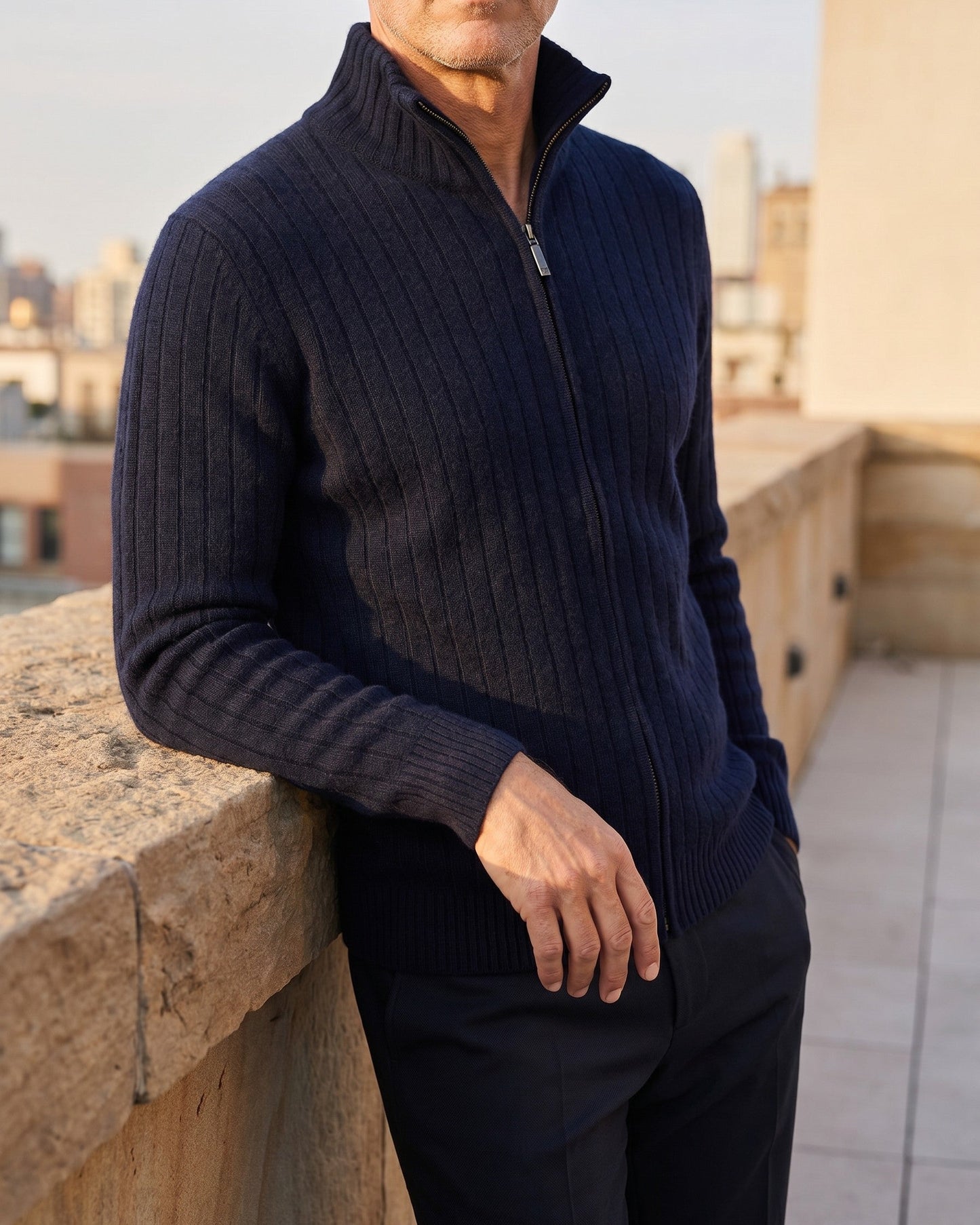 Angelo Cashmere Zip Cardigan